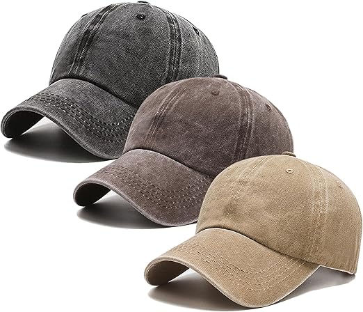 3 Pack Plain Vintage Cap