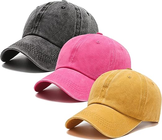 3 Pack Plain Vintage Cap