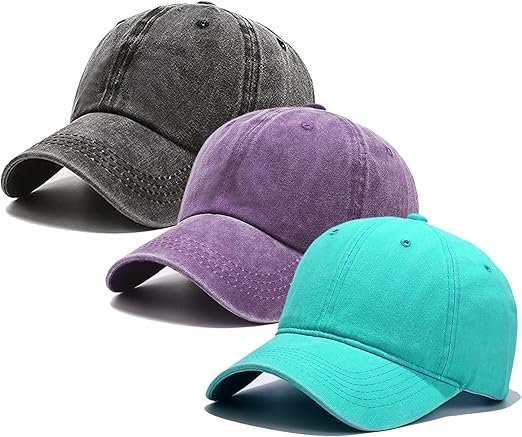 3 Pack Plain Vintage Cap