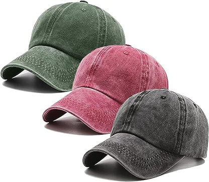 3 Pack Plain Vintage Cap