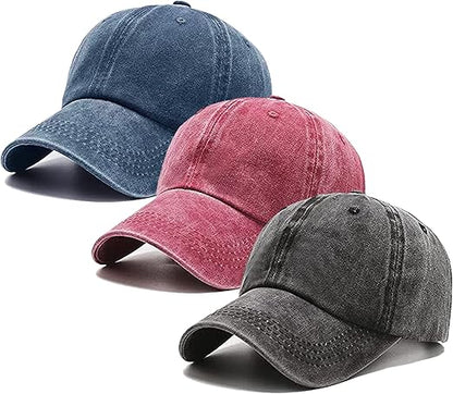 3 Pack Plain Vintage Cap
