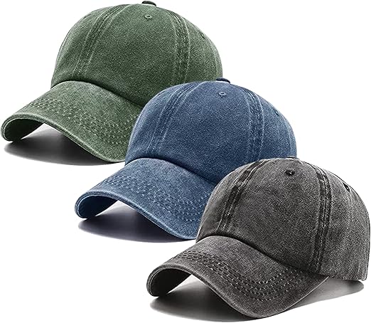 3 Pack Plain Vintage Cap