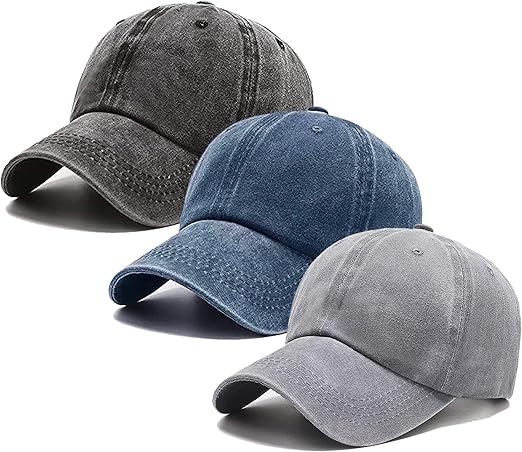 3 Pack Plain Vintage Cap
